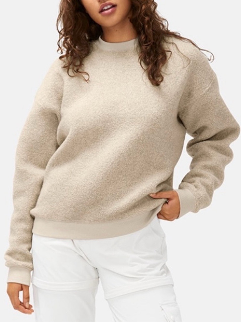 Outdoor Voices Megafleece Crewneck Sweatshirt in Oat XL Wool Blend Oversized